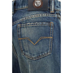 Blaue gerade geschnittene Jeans aus Baumwolle