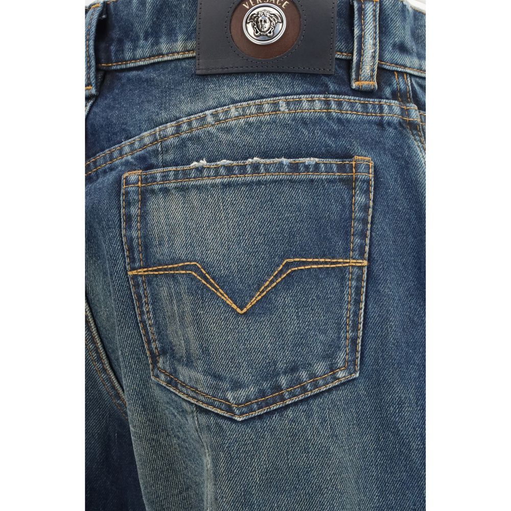 Blaue gerade geschnittene Jeans aus Baumwolle