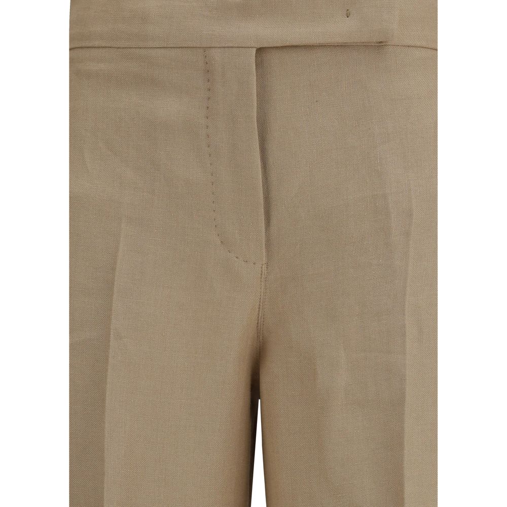 Freizeithose aus beigem Leinen