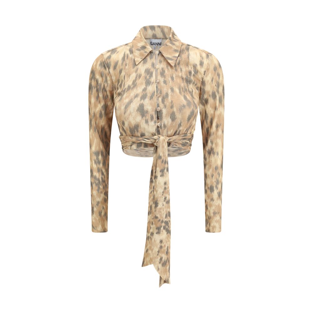 Bluse aus recyceltem Polyester in Beige