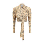 Bluse aus recyceltem Polyester in Beige