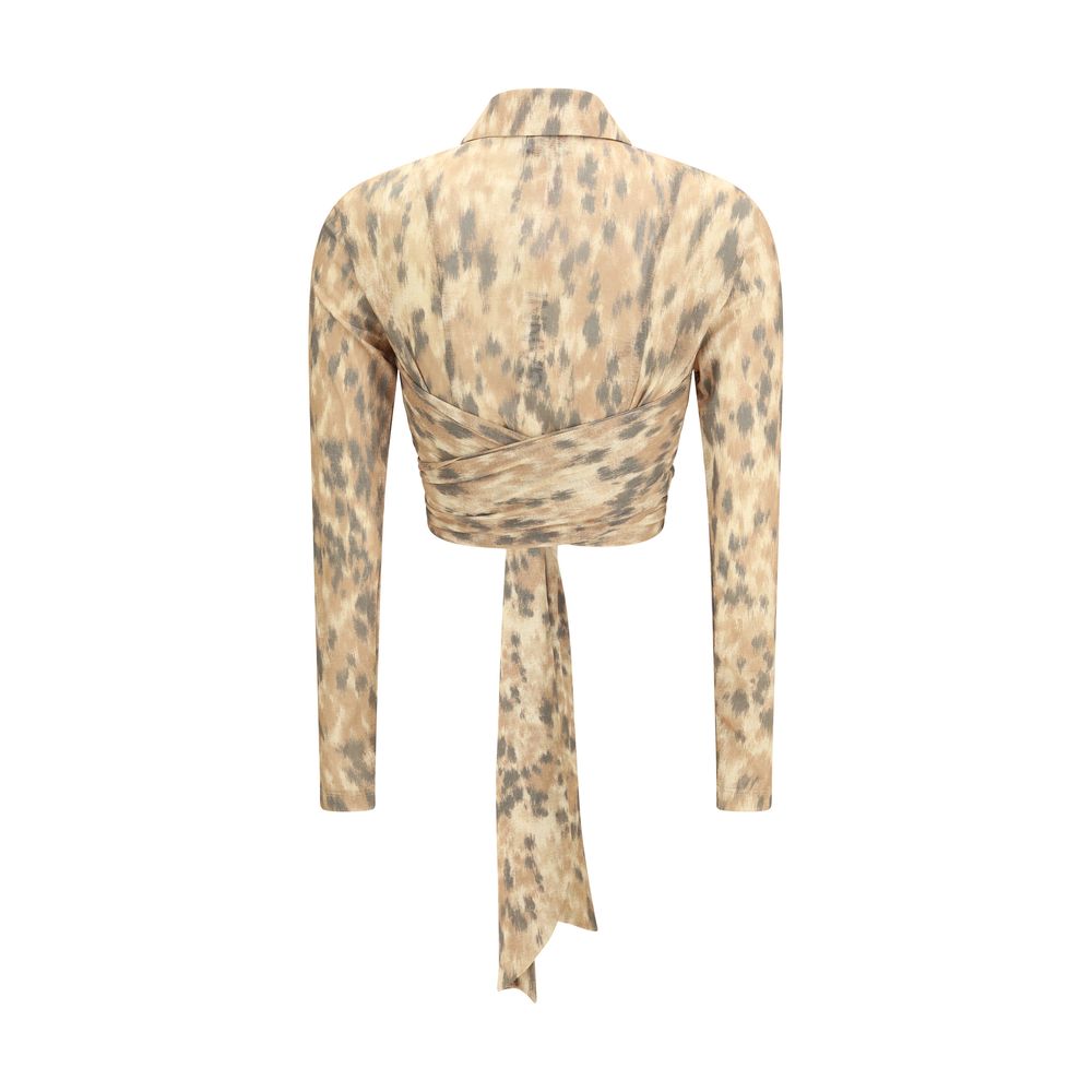 Bluse aus recyceltem Polyester in Beige