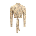 Bluse aus recyceltem Polyester in Beige