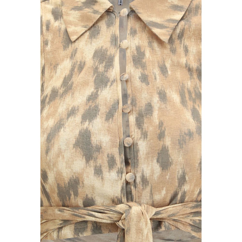 Bluse aus recyceltem Polyester in Beige