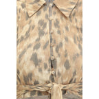 Bluse aus recyceltem Polyester in Beige