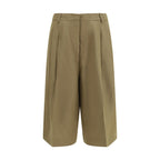 Beige Viscose Cropped Pants