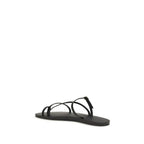 Black Calf Leather Bos Taurus Flat Sandals