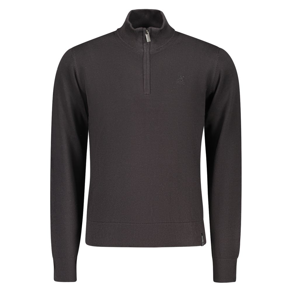 Black Cotton Men Sweater