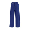 Blue Cotton Casual Pants