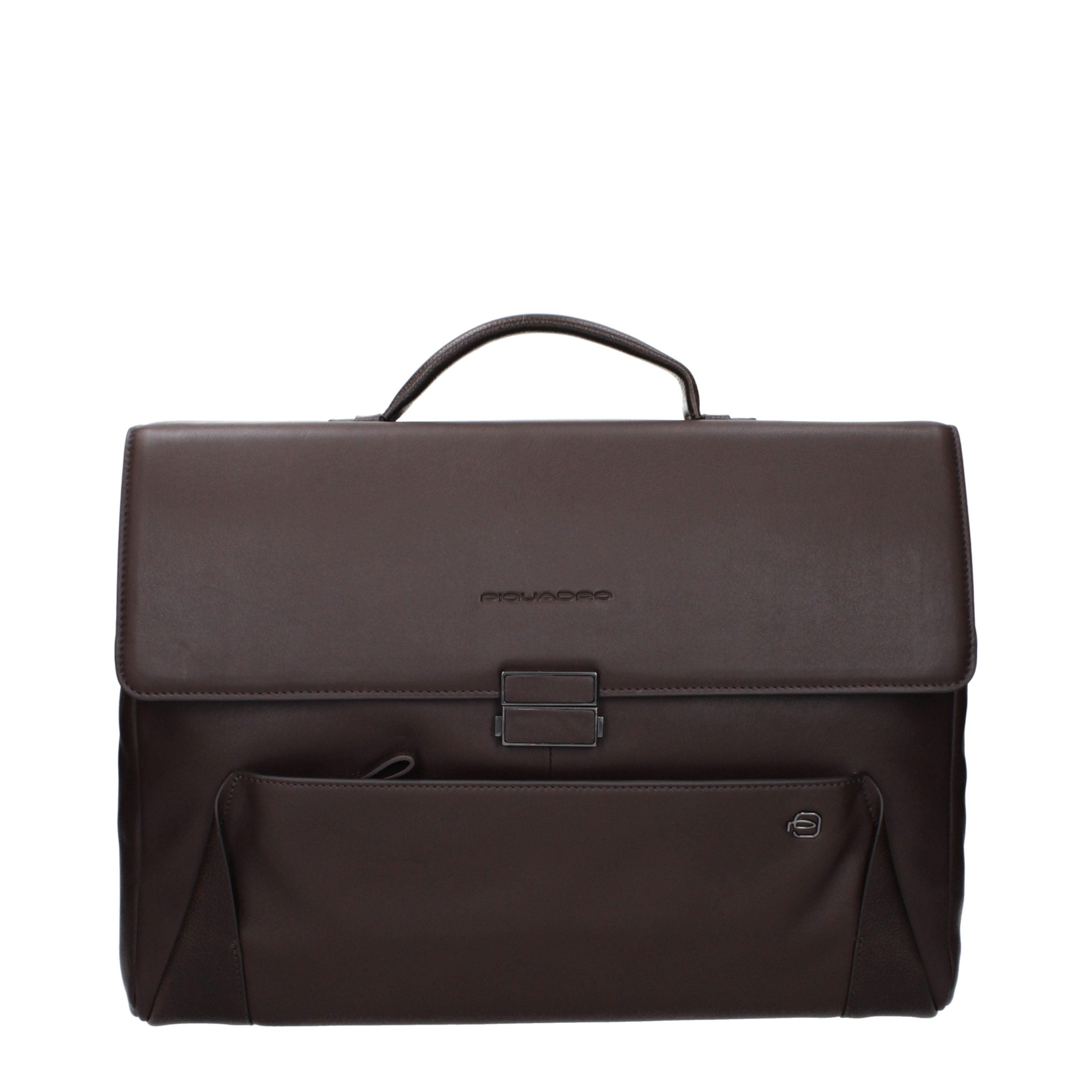 Borsa da lavoro e per laptop in pelle marrone