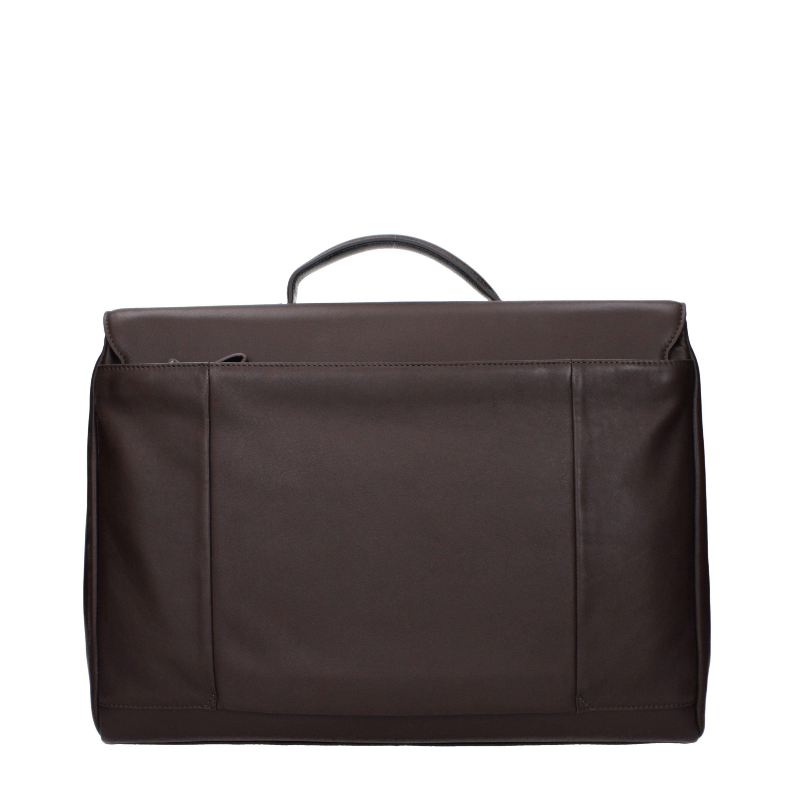 Borsa da lavoro e per laptop in pelle marrone