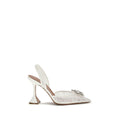 White Cotton Stiletto Heel Sandals