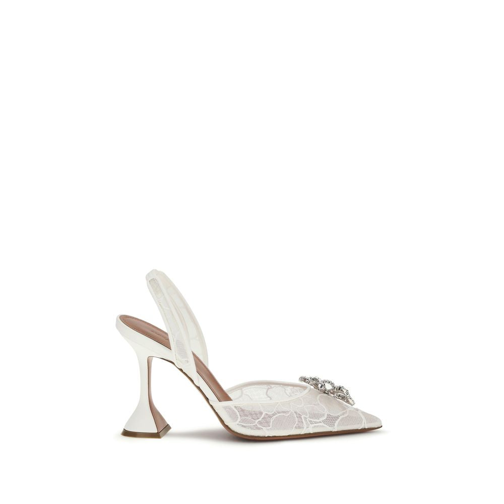 Sandali bianchi con tacco a stiletto in cotone