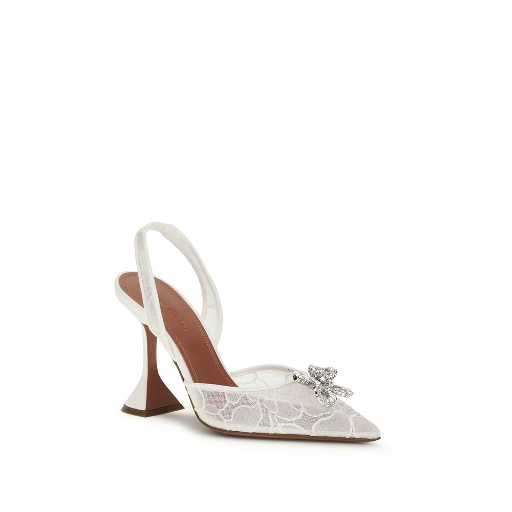 Sandali bianchi con tacco a stiletto in cotone
