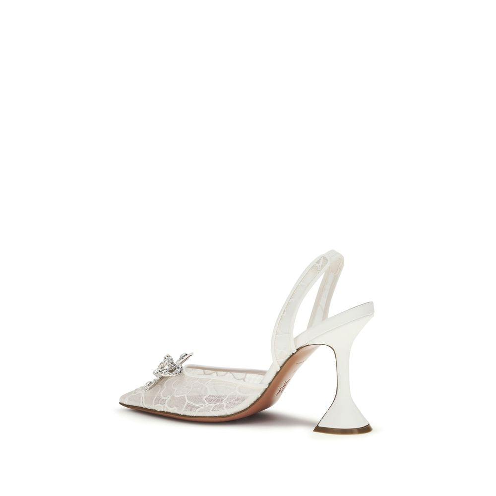 Sandali bianchi con tacco a stiletto in cotone