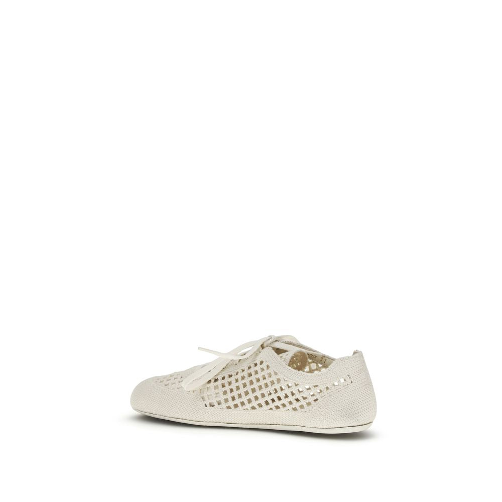 Beige Stoff-Low-Top-Sneaker