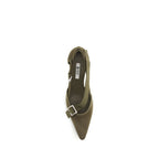 Bicolor Cotton Mid Heel Pumps