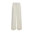 White Cotton Casual Pants