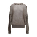 Felpa grigia in cashmere con cappuccio