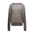 Felpa grigia in cashmere con cappuccio