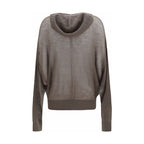 Felpa grigia in cashmere con cappuccio
