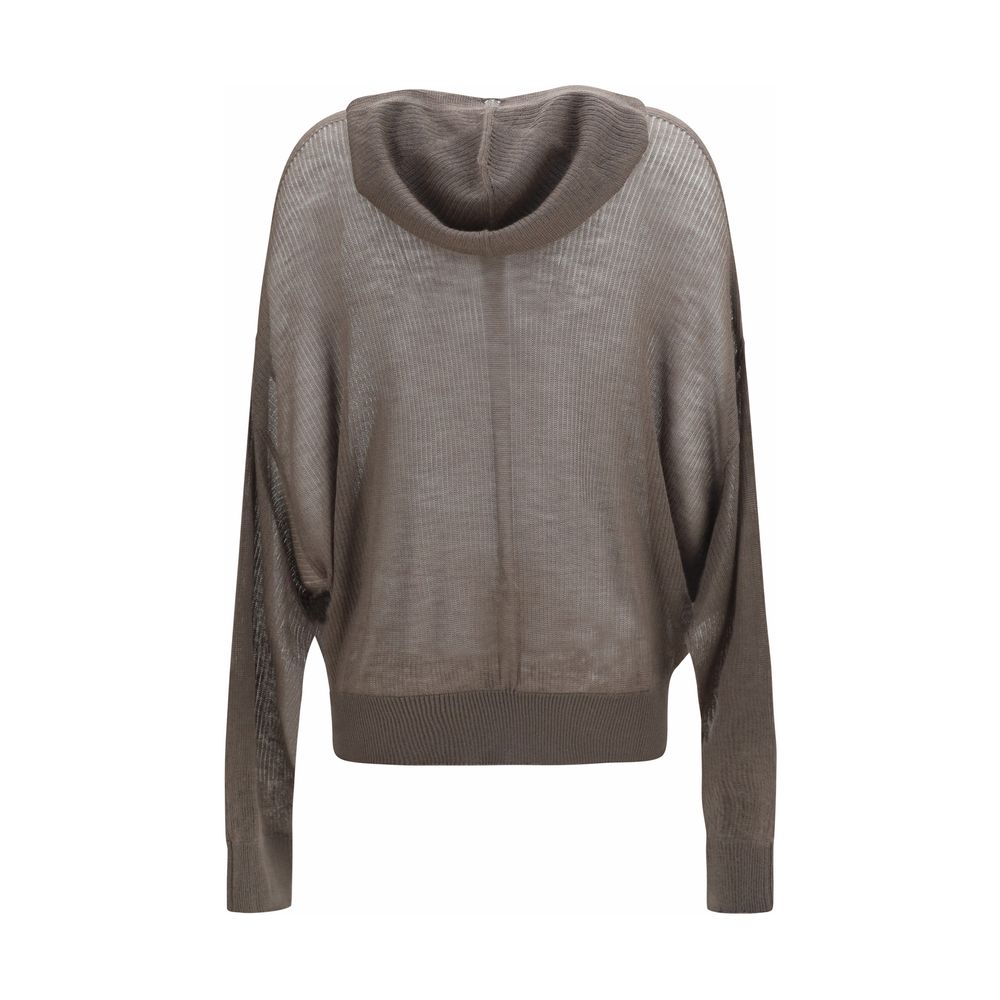 Felpa grigia in cashmere con cappuccio