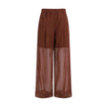 Brown Cotton Casual Pants