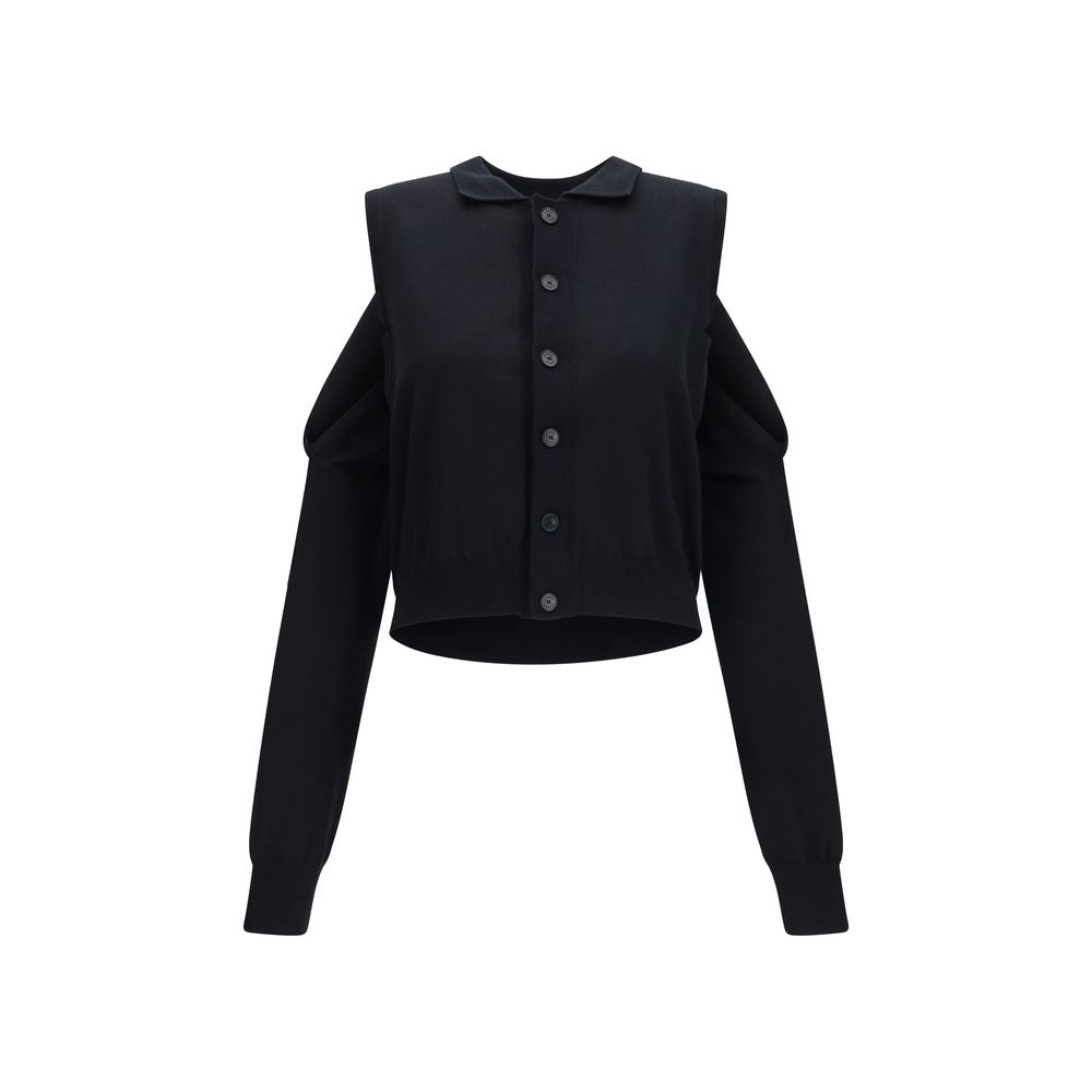 Schwarzer Baumwoll-Cardigan