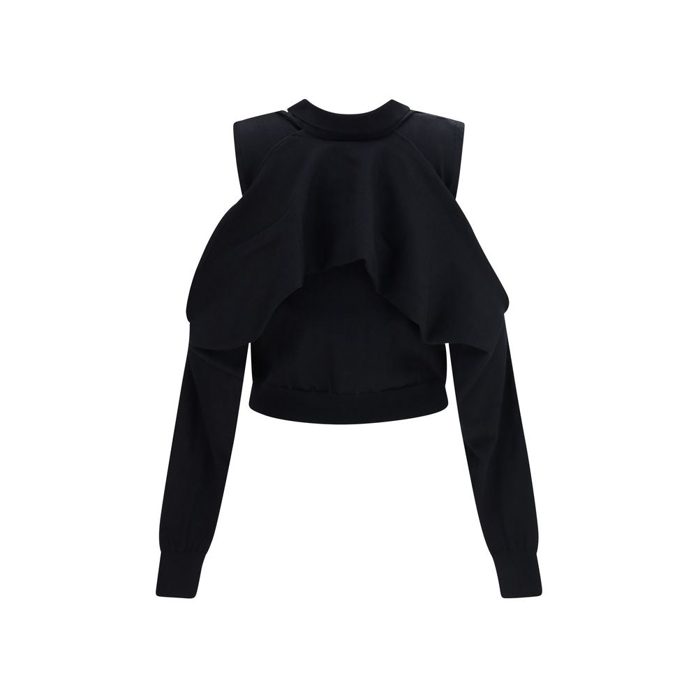 Schwarzer Baumwoll-Cardigan