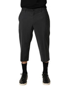 Dunkelgraue Chino-Hose aus Wolle in Cropped-Länge