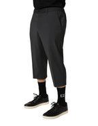 Dunkelgraue Chino-Hose aus Wolle in Cropped-Länge