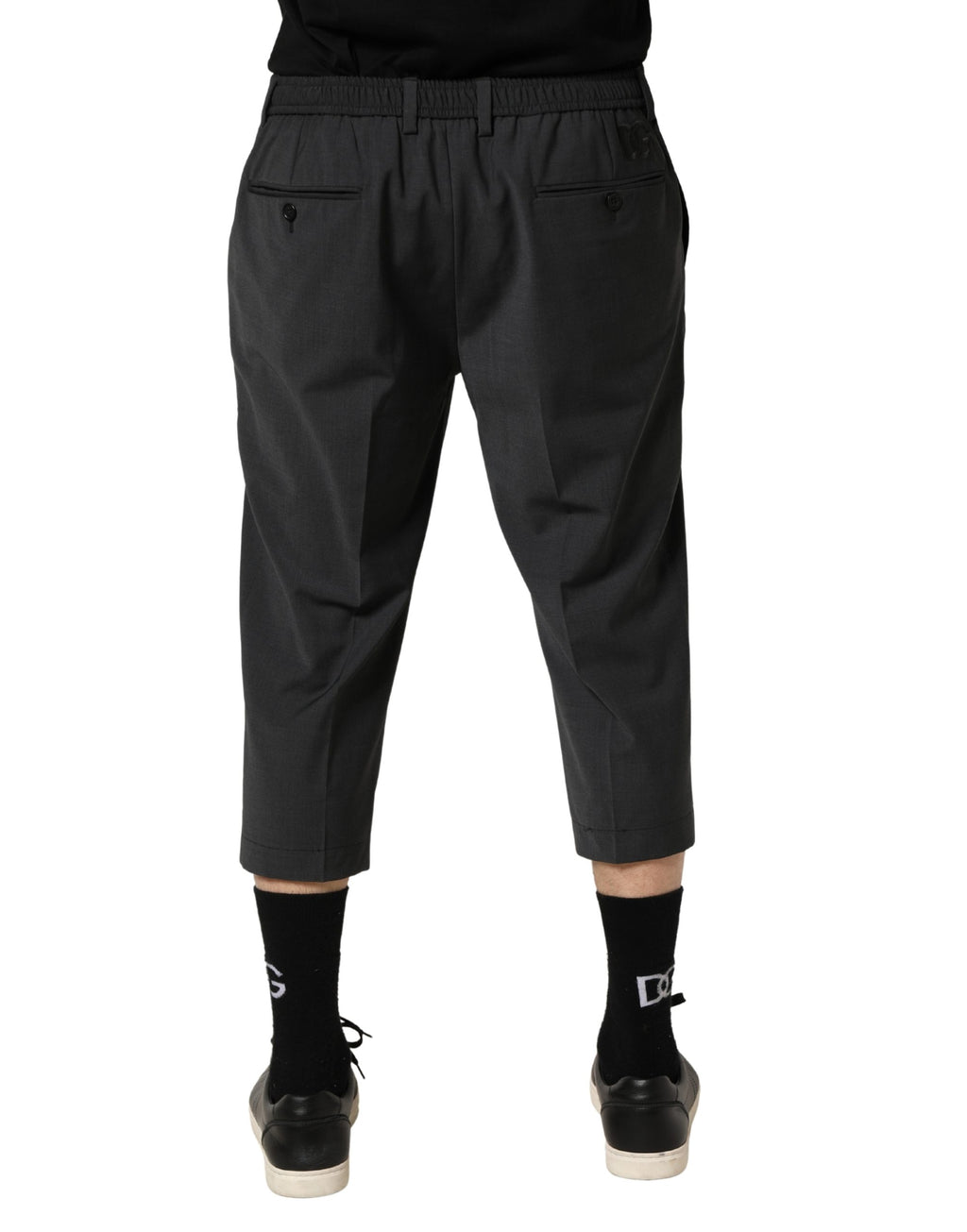 Dunkelgraue Chino-Hose aus Wolle in Cropped-Länge