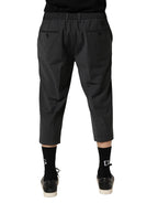 Dunkelgraue Chino-Hose aus Wolle in Cropped-Länge