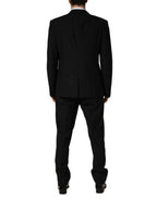 Black Wool Silk Saxophone Slim Fit 3Pc Suit