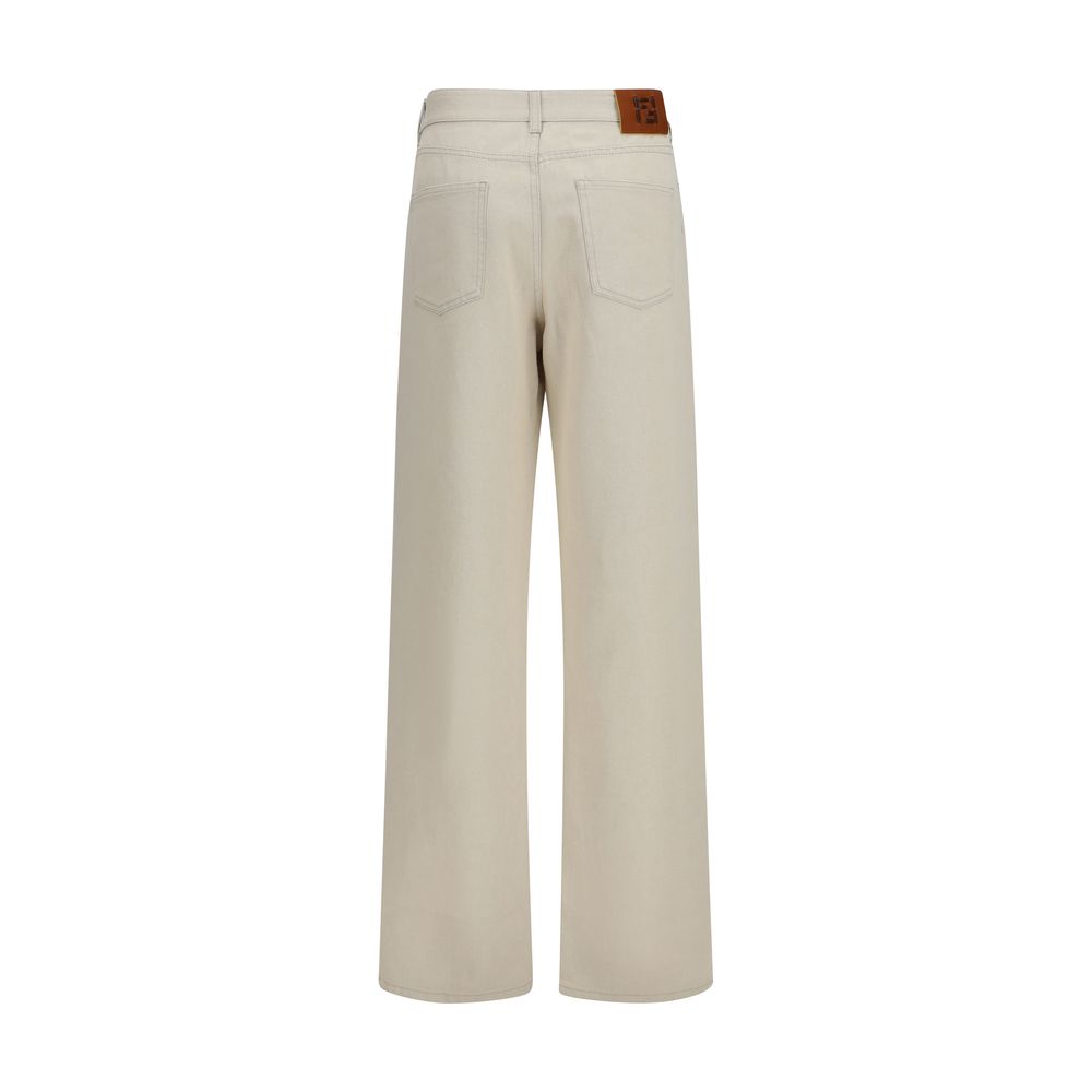 Beige Jeans aus Baumwolle mit geradem Bein