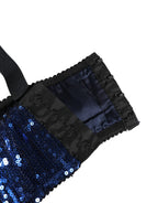 Blue Sequined Nyon Balconnet Bra Underwear