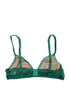 Green Nylon Stretch Soft Cup Brassiere Underwear