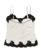 White Polka Dot Lace-Trimmed Camisole Top Underwear