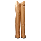 Beige Leather Ankle Boots