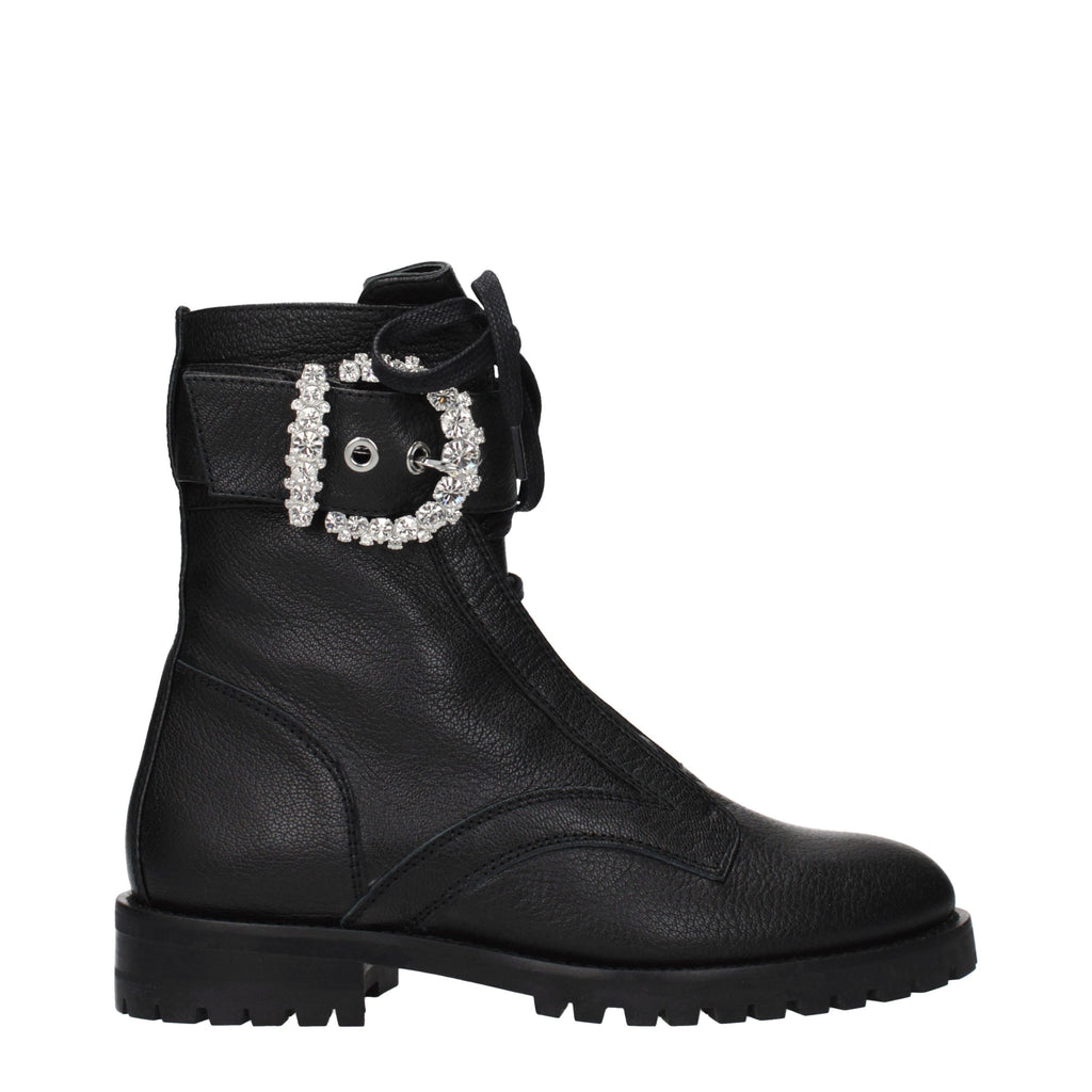 Schwarze Lederstiefeletten