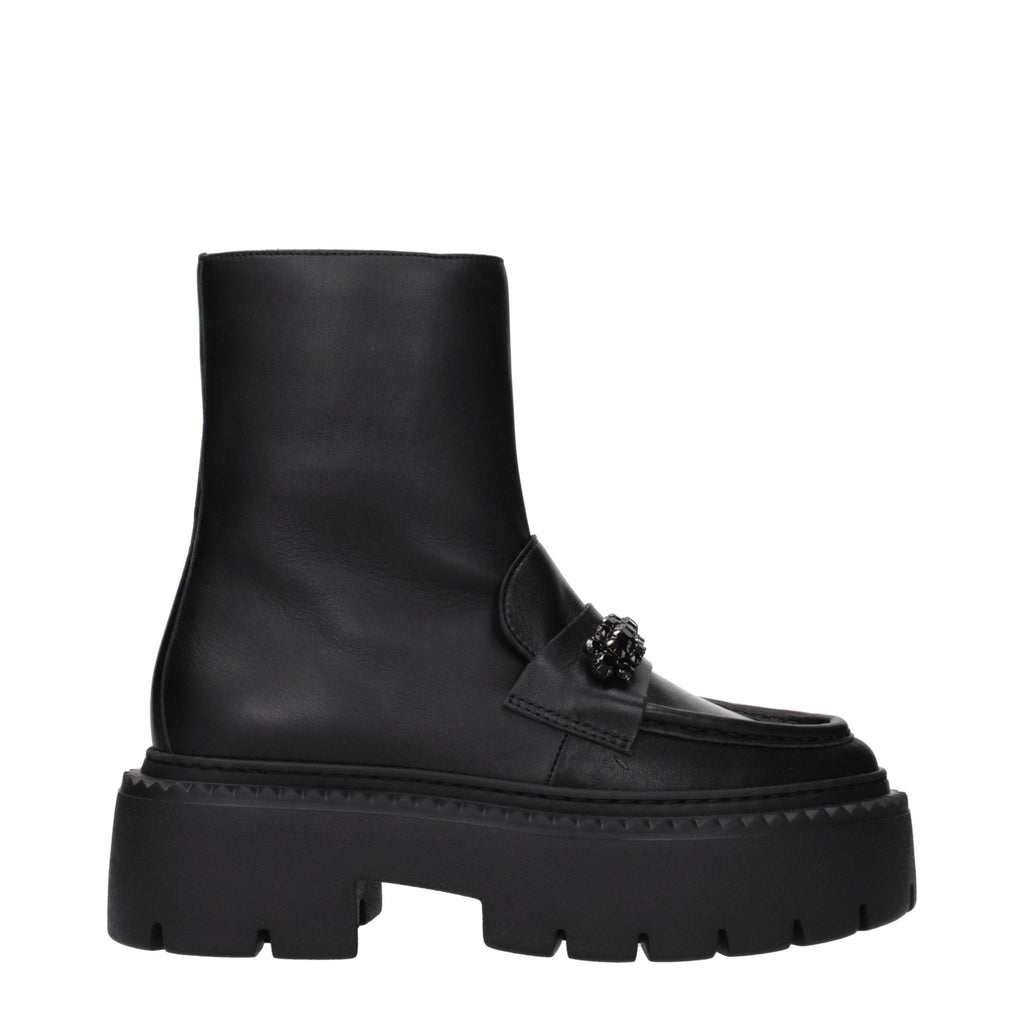Schwarze Lederstiefeletten