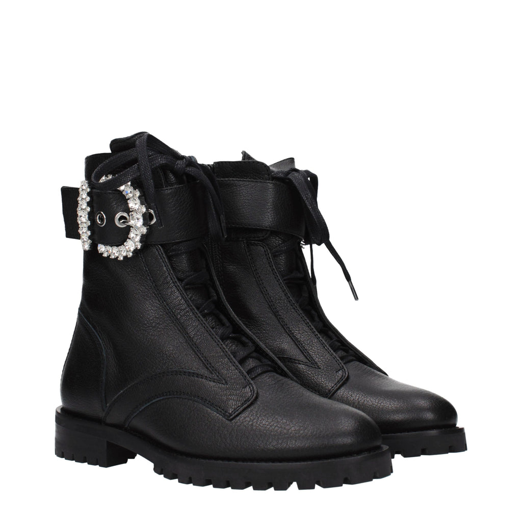 Schwarze Lederstiefeletten