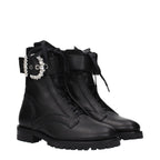 Schwarze Lederstiefeletten