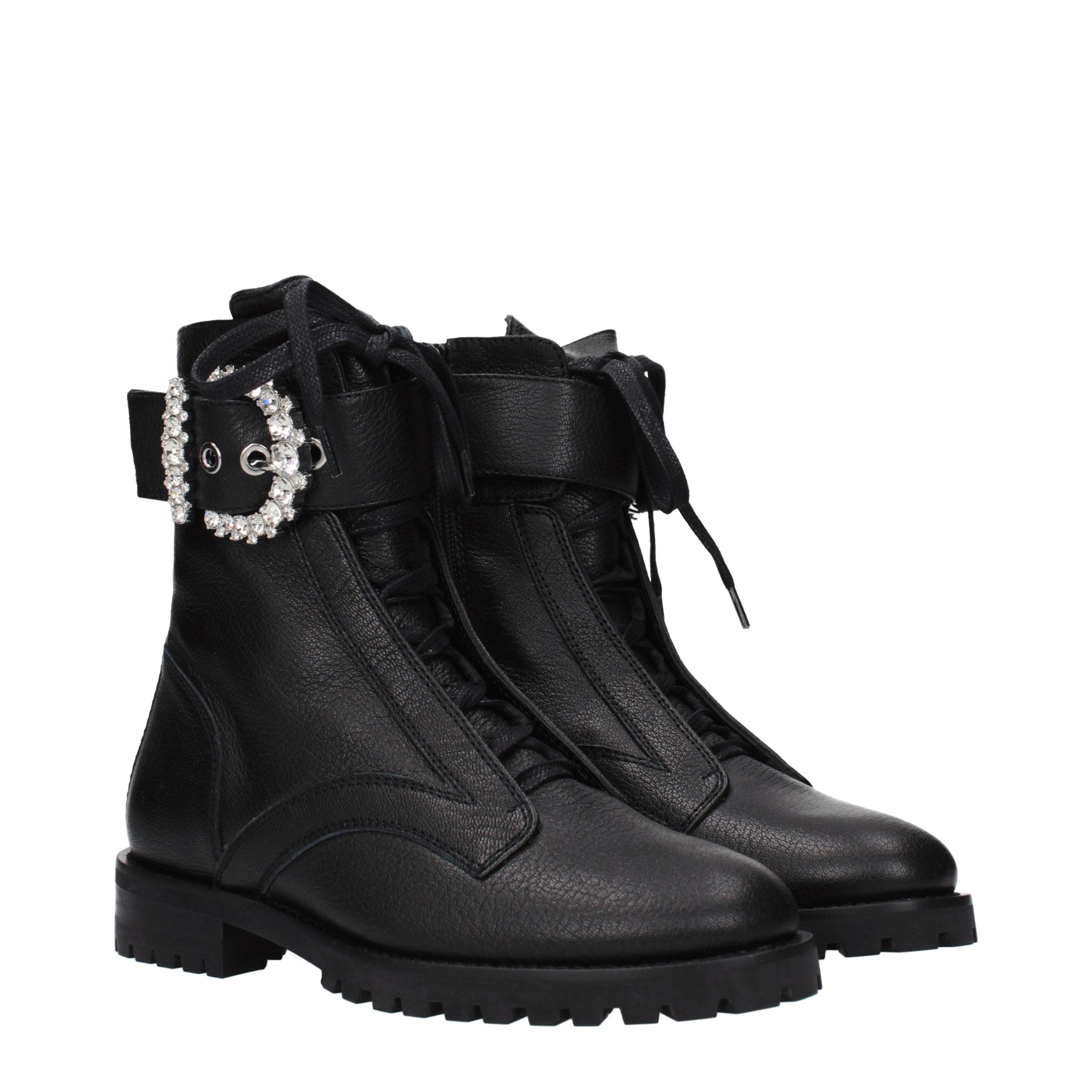 Schwarze Lederstiefeletten