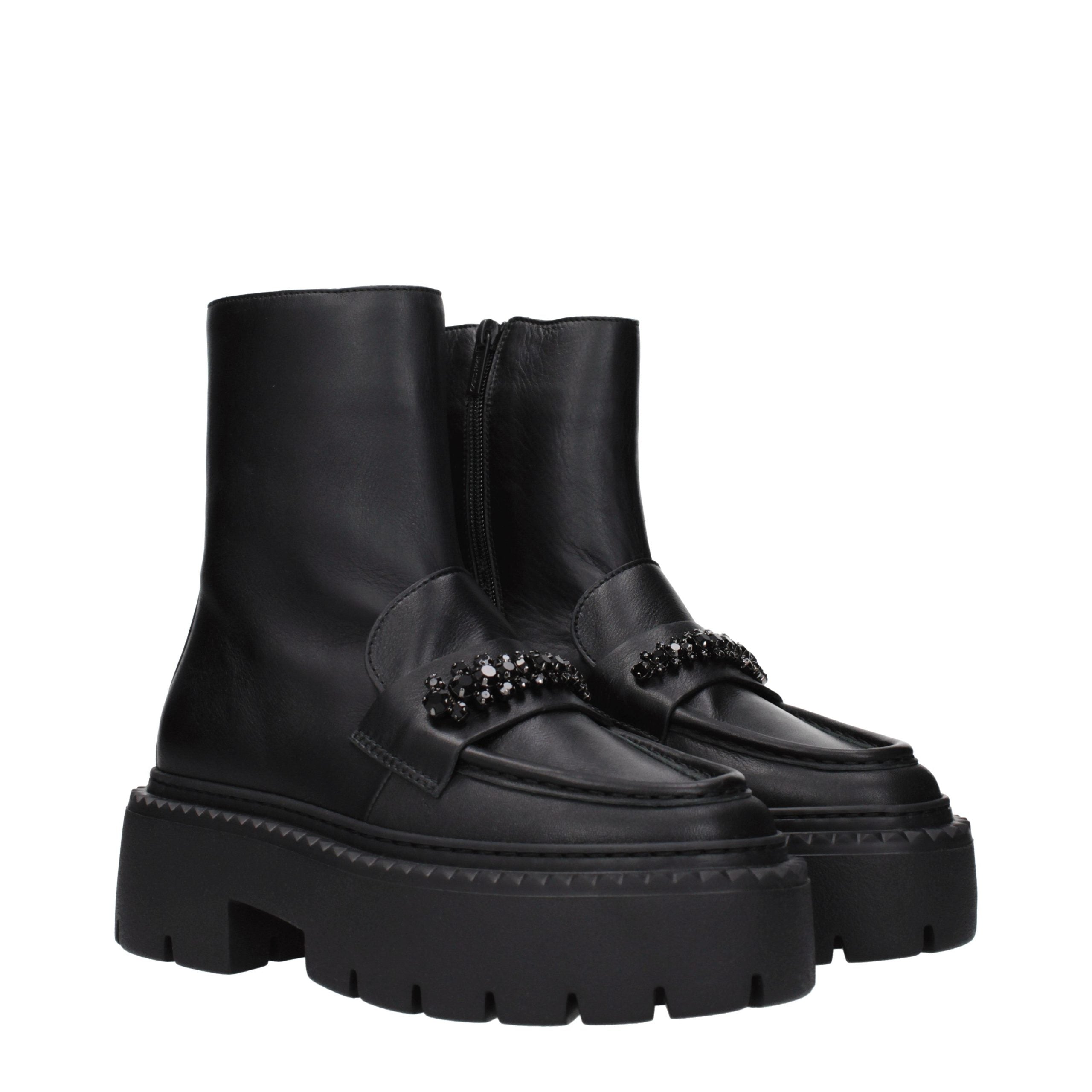Schwarze Lederstiefeletten
