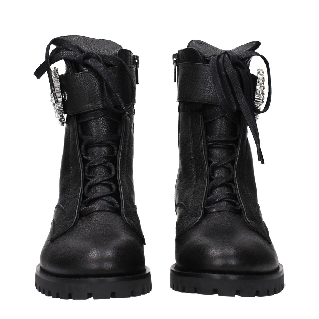 Schwarze Lederstiefeletten