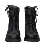 Schwarze Lederstiefeletten