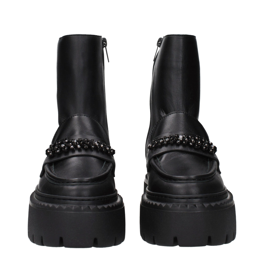 Schwarze Lederstiefeletten