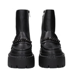 Schwarze Lederstiefeletten