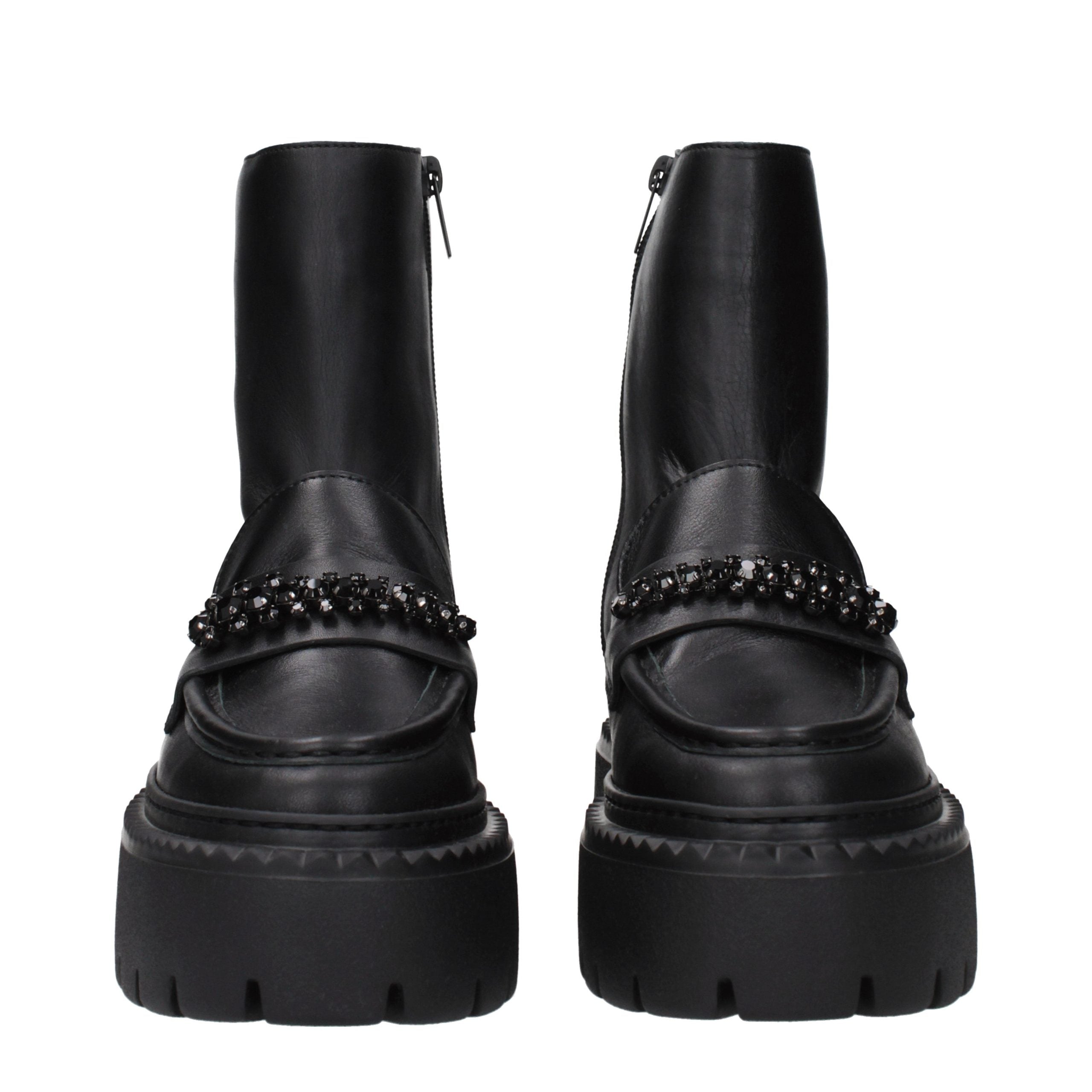 Schwarze Lederstiefeletten